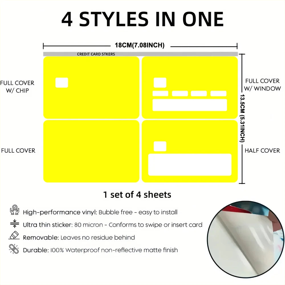 Waterproof 4PCS Card Sticker Anti-Scratch-getintheeva